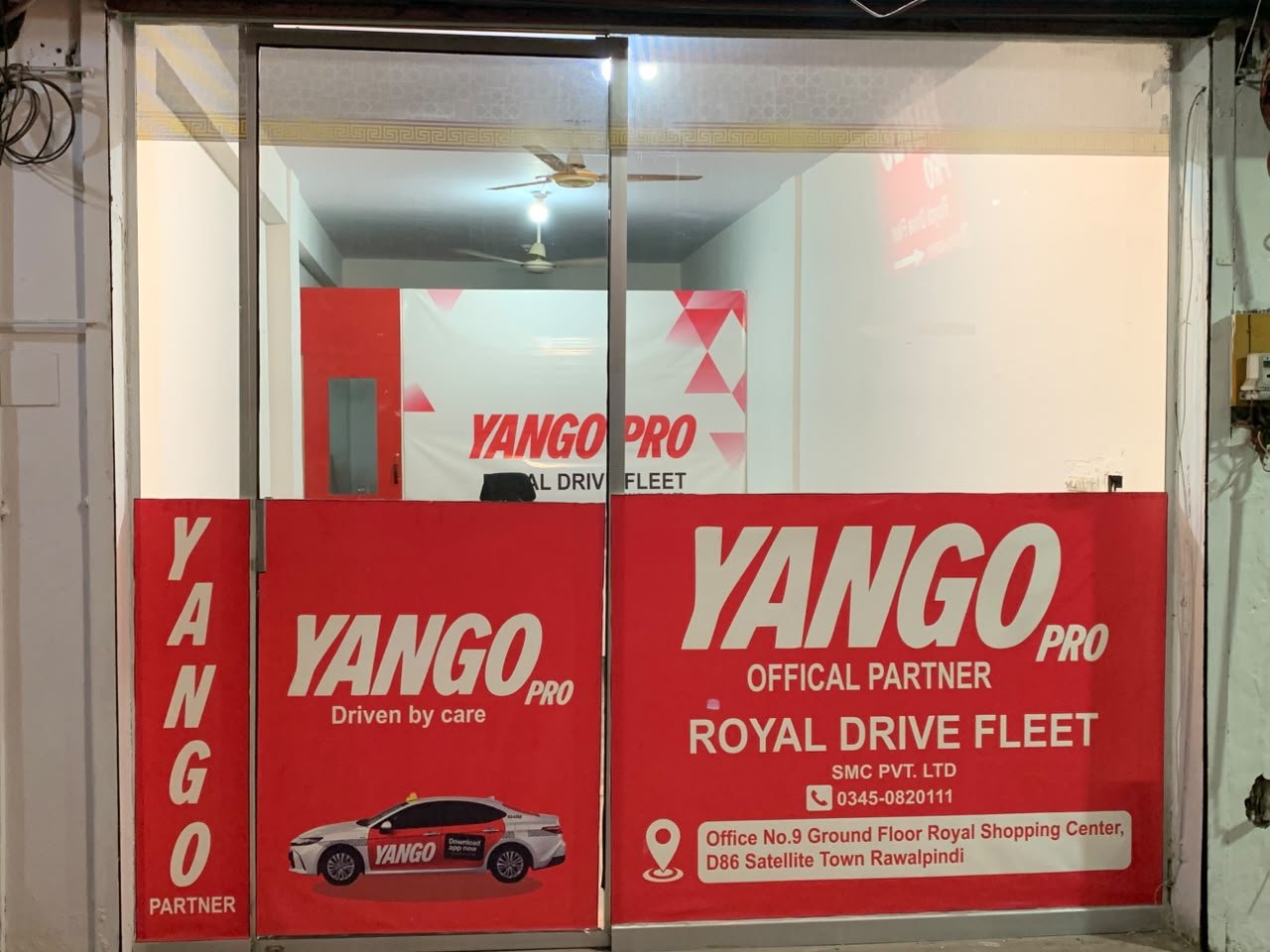 Yango Pro Royal Drive Fleet registration office in Rawalpindi